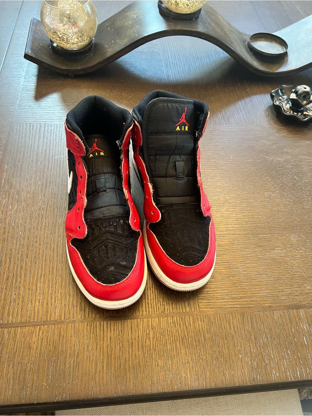 Jordan Red and Black High-Top Sneakers